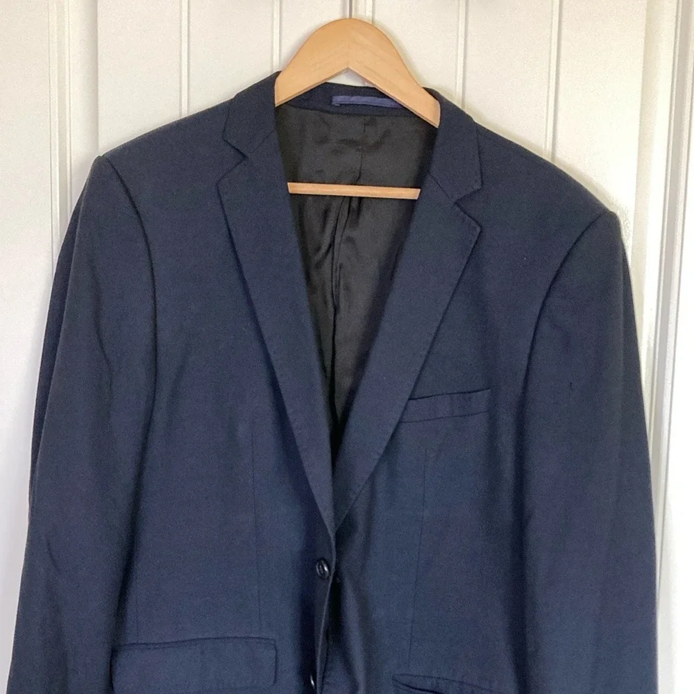 Zara Mens Basic‎ 2 Button Blazer Jacker Size US42 Navy Classic Closet Staple